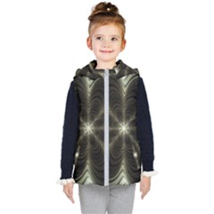 Fractal Silver Waves Texture Kid s Hooded Puffer Vest by Wegoenart