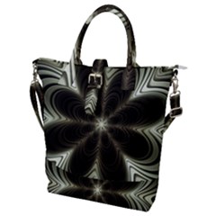 Fractal Silver Waves Texture Buckle Top Tote Bag by Wegoenart