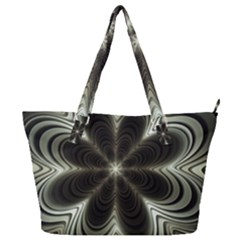 Fractal Silver Waves Texture Full Print Shoulder Bag