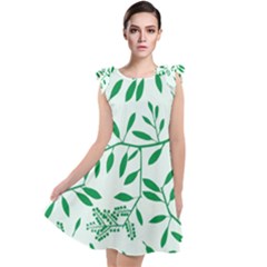 Leaves Foliage Green Wallpaper Tie Up Tunic Dress