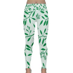 Leaves Foliage Green Wallpaper Lightweight Velour Classic Yoga Leggings by Wegoenart