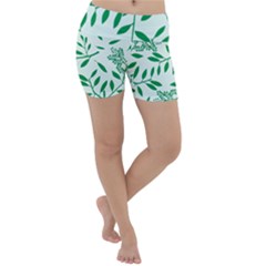 Leaves Foliage Green Wallpaper Lightweight Velour Yoga Shorts by Wegoenart