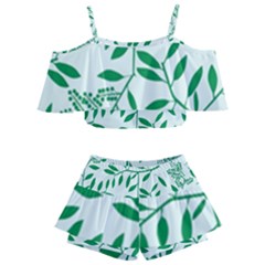 Leaves Foliage Green Wallpaper Kids  Off Shoulder Skirt Bikini