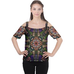 Fractal Detail Elements Pattern Cutout Shoulder Tee