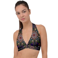 Fractal Detail Elements Pattern Halter Plunge Bikini Top