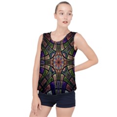 Fractal Detail Elements Pattern Bubble Hem Chiffon Tank Top