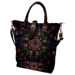 Fractal Detail Elements Pattern Buckle Top Tote Bag by Wegoenart