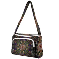 Fractal Detail Elements Pattern Front Pocket Crossbody Bag by Wegoenart