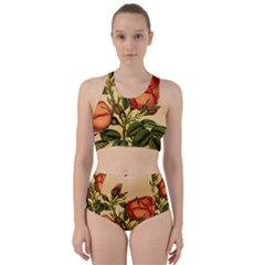 Vintage Flowers Floral Vintage Racer Back Bikini Set by Wegoenart