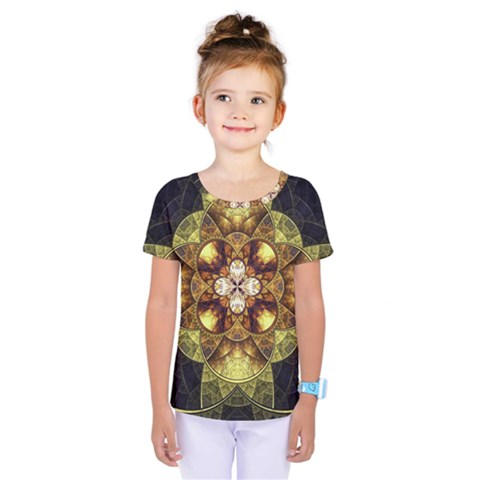 Fractal Yellow Gold Decorative Kids  One Piece Tee by Wegoenart