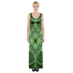 Fractal Green St Patrick S Day Maxi Thigh Split Dress by Wegoenart