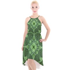 Fractal Green St Patrick S Day High-low Halter Chiffon Dress  by Wegoenart