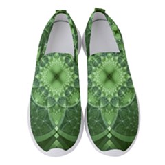 Fractal Green St Patrick S Day Women s Slip On Sneakers