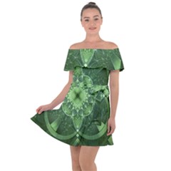 Fractal Green St Patrick S Day Off Shoulder Velour Dress