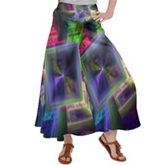 Perspective Technology Fractal Satin Palazzo Pants