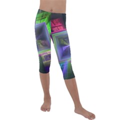 Perspective Technology Fractal Kids  Lightweight Velour Capri Leggings  by Wegoenart