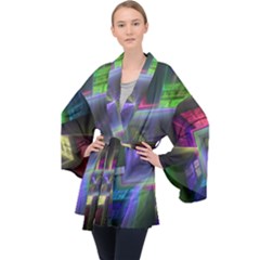 Perspective Technology Fractal Velvet Kimono Robe by Wegoenart