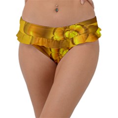 Fractal Yellow Flower Floral Frill Bikini Bottom by Wegoenart