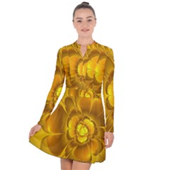 Fractal Yellow Flower Floral Long Sleeve Panel Dress by Wegoenart