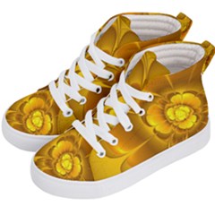 Fractal Yellow Flower Floral Kid s Hi-top Skate Sneakers by Wegoenart