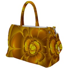 Fractal Yellow Flower Floral Duffel Travel Bag by Wegoenart