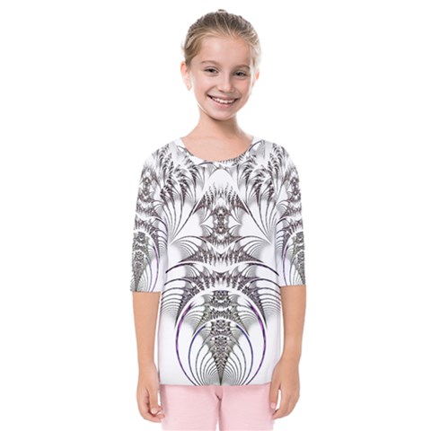 Fractal Delicate Intricate Kids  Quarter Sleeve Raglan Tee by Wegoenart