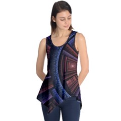 Fractal Circle Pattern Curve Sleeveless Tunic by Wegoenart