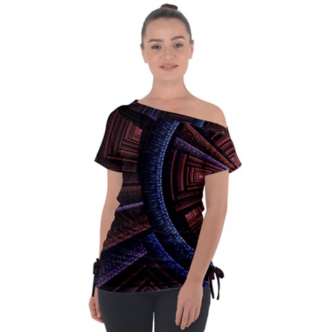 Fractal Circle Pattern Curve Tie-up Tee by Wegoenart