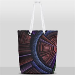 Fractal Circle Pattern Curve Full Print Rope Handle Tote (small) by Wegoenart