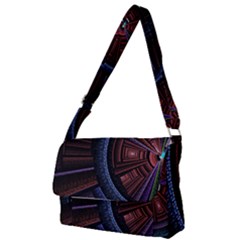 Fractal Circle Pattern Curve Full Print Messenger Bag by Wegoenart