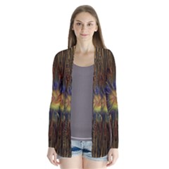 Fractal Golden Spiral Geometry Drape Collar Cardigan by Wegoenart