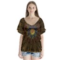 Fractal Golden Spiral Geometry V-Neck Flutter Sleeve Top View1