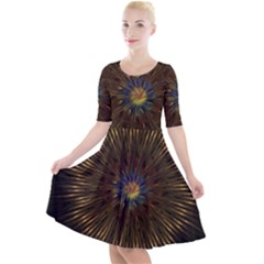 Fractal Golden Spiral Geometry Quarter Sleeve A-line Dress by Wegoenart