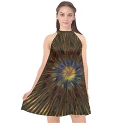 Fractal Golden Spiral Geometry Halter Neckline Chiffon Dress  by Wegoenart