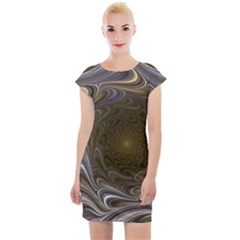 Fractal Waves Whirls Modern Cap Sleeve Bodycon Dress by Wegoenart