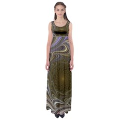 Fractal Waves Whirls Modern Empire Waist Maxi Dress by Wegoenart