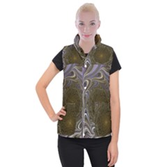 Fractal Waves Whirls Modern Women s Button Up Vest by Wegoenart