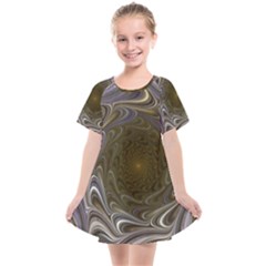 Fractal Waves Whirls Modern Kids  Smock Dress by Wegoenart