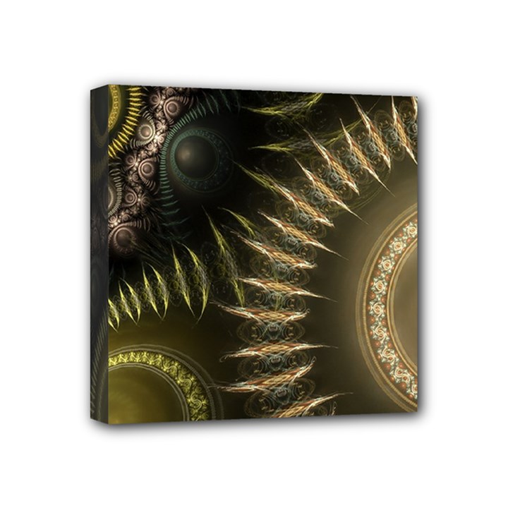 Fractal Steampunk Gears Fantasy Mini Canvas 4  x 4  (Stretched)