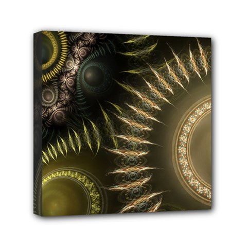 Fractal Steampunk Gears Fantasy Mini Canvas 6  X 6  (stretched) by Wegoenart