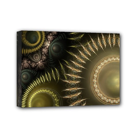 Fractal Steampunk Gears Fantasy Mini Canvas 7  X 5  (stretched) by Wegoenart