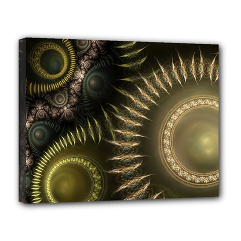 Fractal Steampunk Gears Fantasy Canvas 14  X 11  (stretched) by Wegoenart