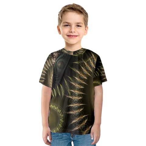 Fractal Steampunk Gears Fantasy Kids  Sport Mesh Tee by Wegoenart