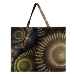 Fractal Steampunk Gears Fantasy Zipper Large Tote Bag by Wegoenart