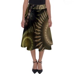 Fractal Steampunk Gears Fantasy Perfect Length Midi Skirt by Wegoenart