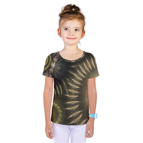 Fractal Steampunk Gears Fantasy Kids  One Piece Tee by Wegoenart