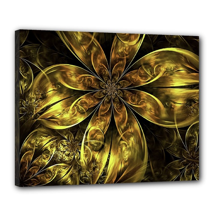 Fractal Floral Gold Golden Canvas 20  x 16  (Stretched)