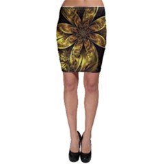 Fractal Floral Gold Golden Bodycon Skirt by Wegoenart