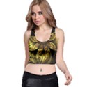 Fractal Floral Gold Golden Racer Back Crop Top View1