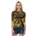 Fractal Floral Gold Golden Quarter Sleeve Raglan Tee View1